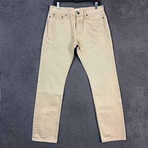Unbranded Jeans Mens 33x32 Beige UB207 Tapered Fit 12.5 oz Selvedge Denim